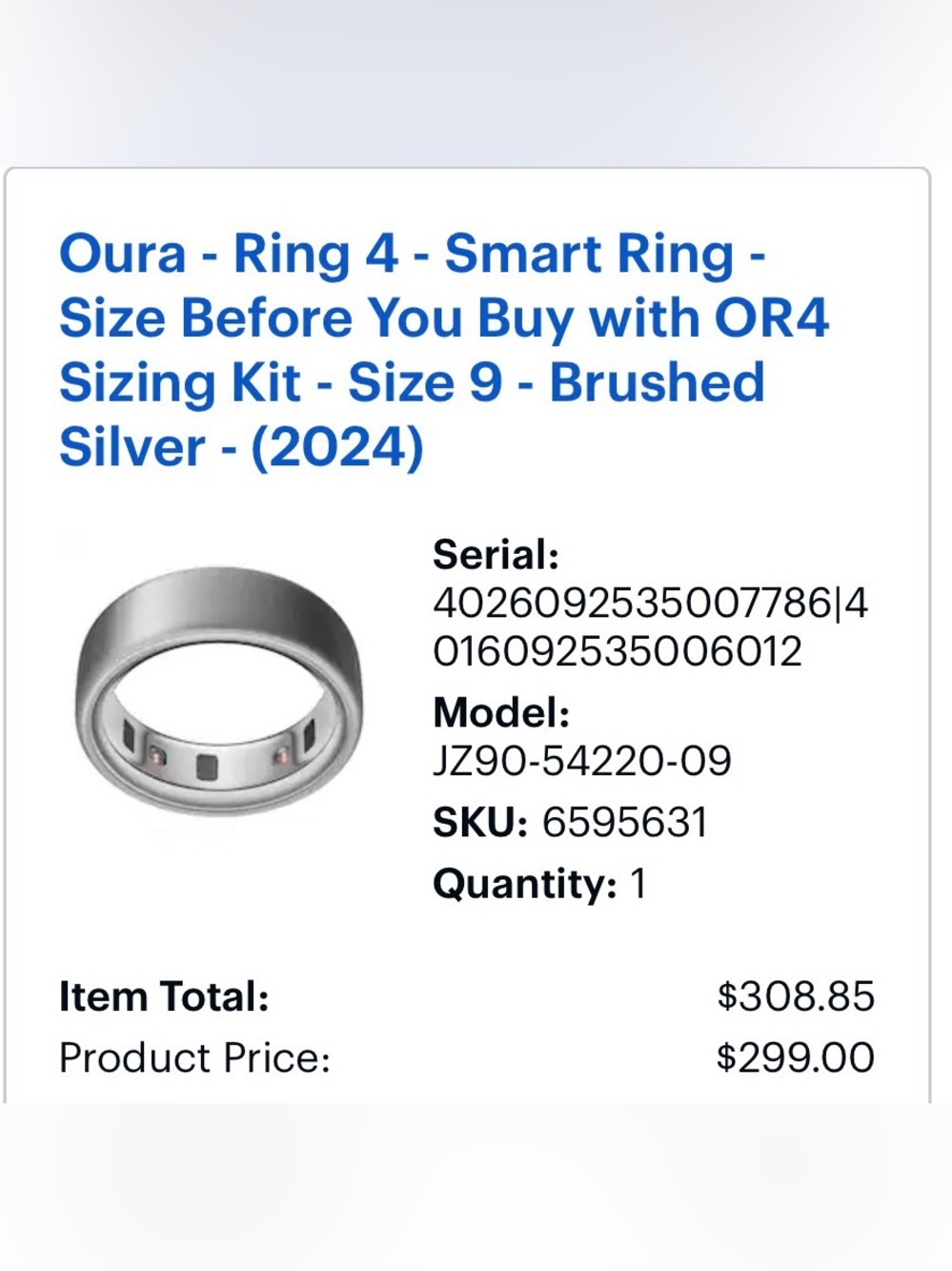 Oura Ring 4 Smart Ring - Brushed Silver Finish